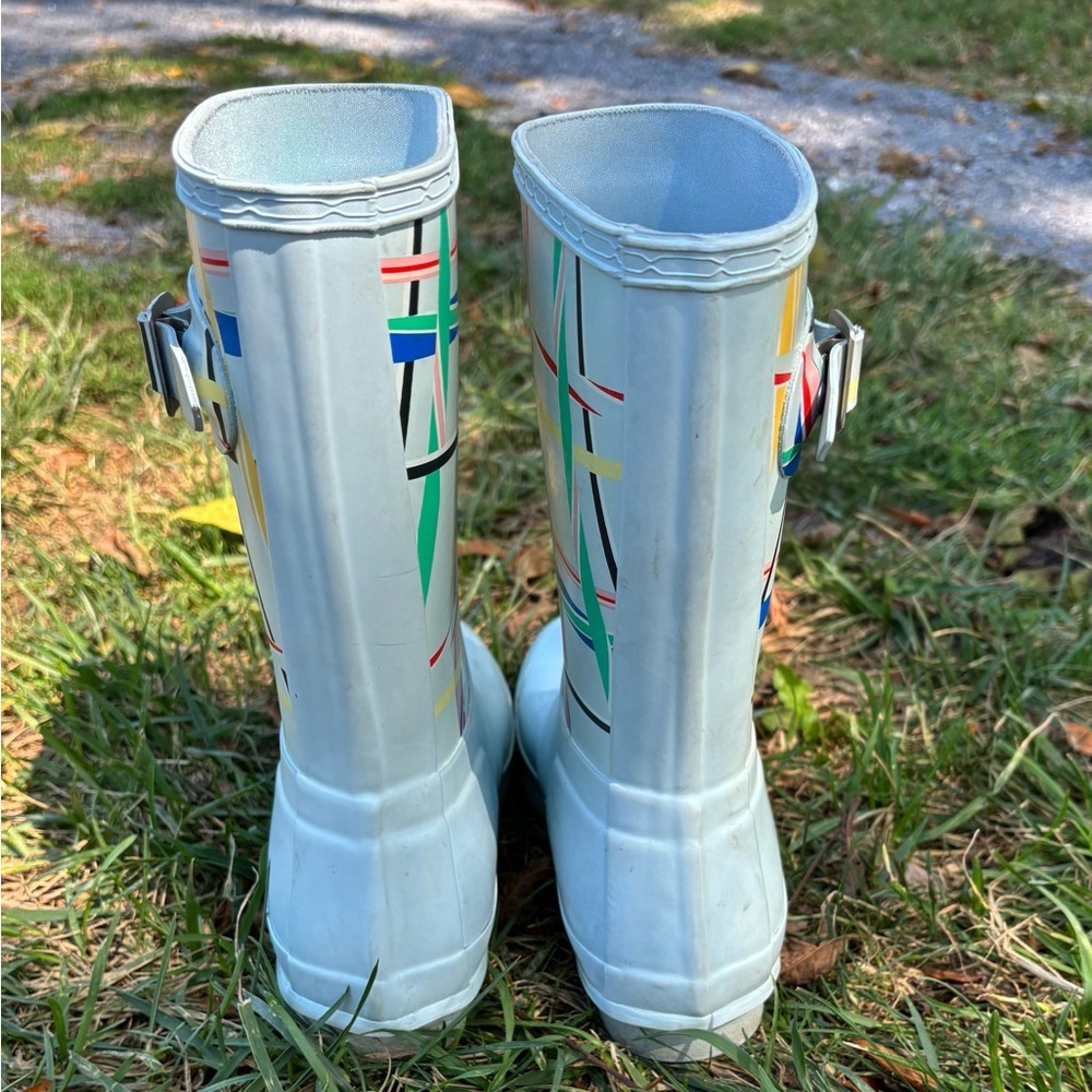 Hunter Kids Light Blue Patterned Rain Boots - Picture 4 of 9